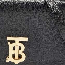 Pre Owned Burberry Black Leather Mini TB Shoulder Bag