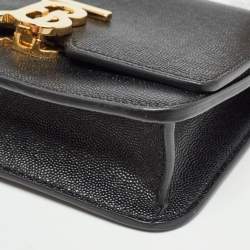 Pre Owned Burberry Black Leather Mini TB Shoulder Bag