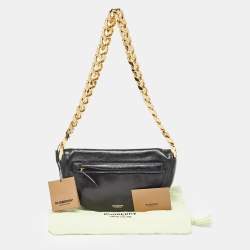 Burberry Black Soft Leather Small Olympia Chain Shoulder Bag