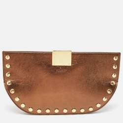 Burberry Bronze Leather Studded Olympia Clutch