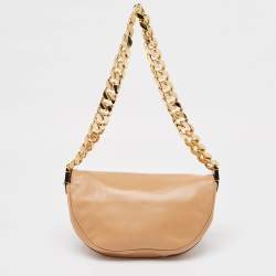 Pre Owned Burberry Beige Soft Leather Small Olympia Bag