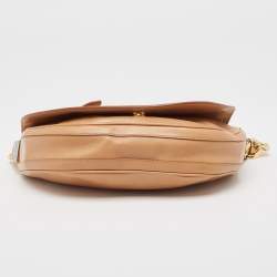 Pre Owned Burberry Beige Soft Leather Small Olympia Bag