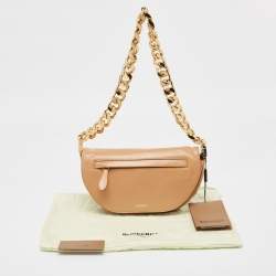 Pre Owned Burberry Beige Soft Leather Small Olympia Bag