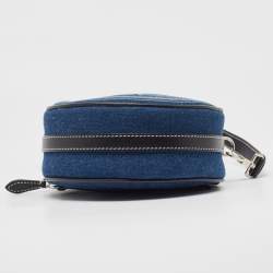 Pre Owned Burberry Blue/Black Denim and Leather Louise Round Crossbody Bag