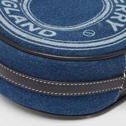 Pre Owned Burberry Blue/Black Denim and Leather Louise Round Crossbody Bag