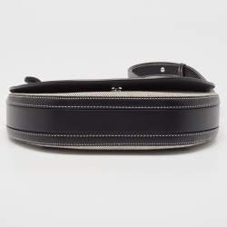 Pre Owned Burberry Black/White Canvas and Leather Small Olympia Shoulder Bag