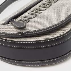 Pre Owned Burberry Black/White Canvas and Leather Small Olympia Shoulder Bag
