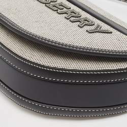 Pre Owned Burberry Black/White Canvas and Leather Small Olympia Shoulder Bag