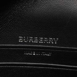 Pre Owned Burberry Black/White Canvas and Leather Small Olympia Shoulder Bag