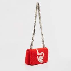 مملوكة مسبقًا Burberry Red Terry Fabric Mini Love Lola Shoulder Bag