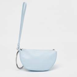 Burberry Pale Blue Leather Mini Double Olympia Clutch