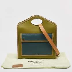 Burberry Green/Blue Leather Medium Pocket Bag