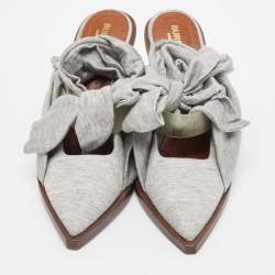 مملوكة مسبقًا Burberry Grey Fabric Mule Sandals Size 37