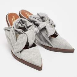 مملوكة مسبقًا Burberry Grey Fabric Mule Sandals Size 37