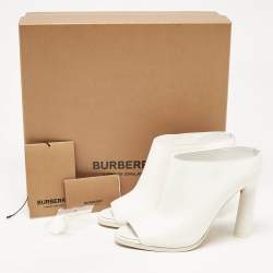 Burberry White Leather Peep Toe Mules Size 36