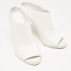 Burberry White Leather Peep Toe Mules Size 36