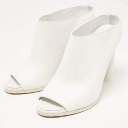 Burberry White Leather Peep Toe Mules Size 36