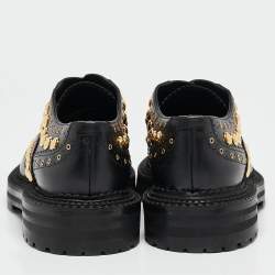 Burberry Black Leather Studded Deardown Oxfords Size 39