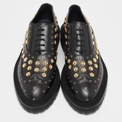 Burberry Black Leather Studded Deardown Oxfords Size 39