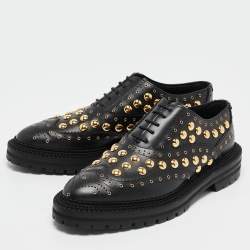Burberry Black Leather Studded Deardown Oxfords Size 39