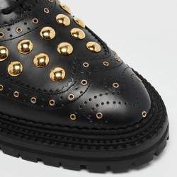 Burberry Black Leather Studded Deardown Oxfords Size 39