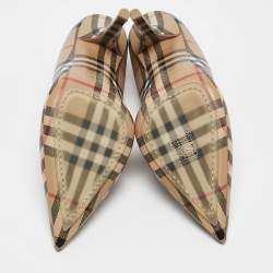 Burberry Beige Aubri Check Coated Canvas Pointed Toe Pumps Size 39
