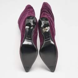 Burberry Burgundy Suede Knee Length Boots Size 36