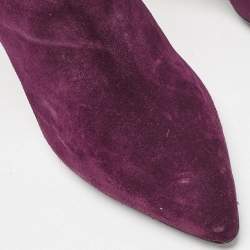 Burberry Burgundy Suede Knee Length Boots Size 36