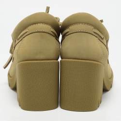Burberry Yellow Nubuck Leather Stride Derby Loafers Size 37