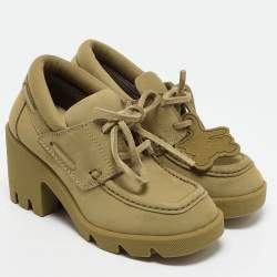 Burberry Yellow Nubuck Leather Stride Derby Loafers Size 37