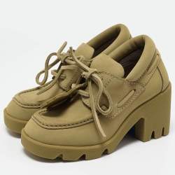 Burberry Yellow Nubuck Leather Stride Derby Loafers Size 37