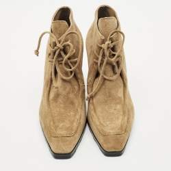 Burberry Brown Suede Storm Lace Up Ankle Booties Size 37