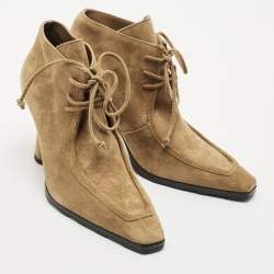 Burberry Brown Suede Storm Lace Up Ankle Booties Size 37