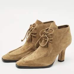 Burberry Brown Suede Storm Lace Up Ankle Booties Size 37