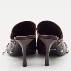 Burberry Burgundy Quilted Leather Double Zip Heel Mules Size 37
