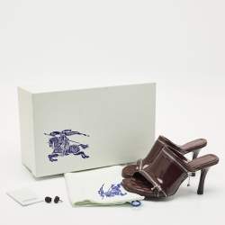 Burberry Burgundy Quilted Leather Double Zip Heel Mules Size 37