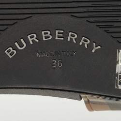 Burberry Beige/Black House Check PVC Furley Flat Slides Size 36