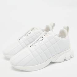 Pre Owned Burberry White Quilted Leather TNR Classic Sneakers Size 37
