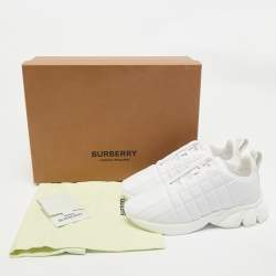 Pre Owned Burberry White Quilted Leather TNR Classic Sneakers Size 37