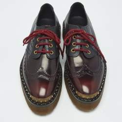 Pre Owned Burberry Ombre Black Brogue Leather Bissett Fringe Platform Derby Size 41