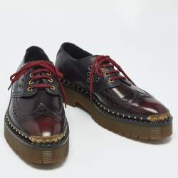 Pre Owned Burberry Ombre Black Brogue Leather Bissett Fringe Platform Derby Size 41