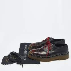 Pre Owned Burberry Ombre Black Brogue Leather Bissett Fringe Platform Derby Size 41