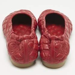 Pre Owned Burberry Burgundy Leather Saddler Ballet Flats Size 37