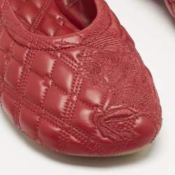 Pre Owned Burberry Burgundy Leather Saddler Ballet Flats Size 37