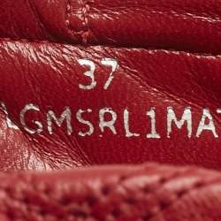 Pre Owned Burberry Burgundy Leather Saddler Ballet Flats Size 37