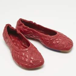 Pre Owned Burberry Burgundy Leather Saddler Ballet Flats Size 37