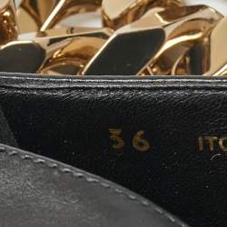 Pre Owned Burberry Black Leather Brierfield Chain Pumps Size 36