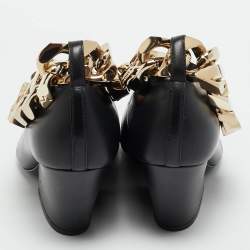 Pre Owned Burberry Black Leather Brierfield Chain Pumps Size 36