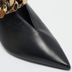 Pre Owned Burberry Black Leather Brierfield Chain Pumps Size 36