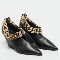 Pre Owned Burberry Black Leather Brierfield Chain Pumps Size 36